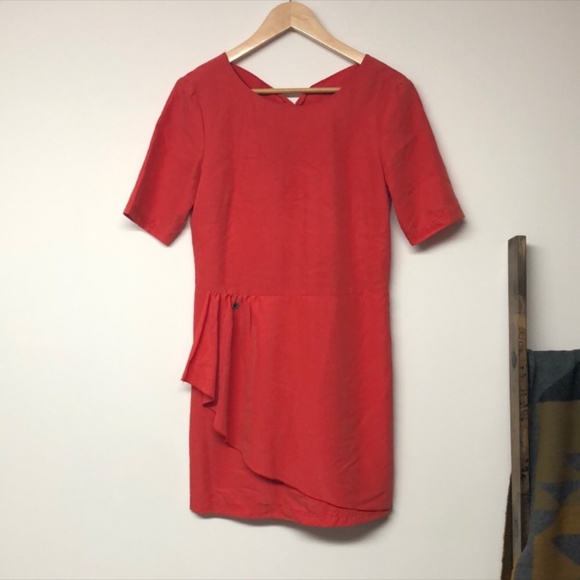 Esprit Modal Red Wrap Crossed Back MIDI Dress - Picture 1 of 8